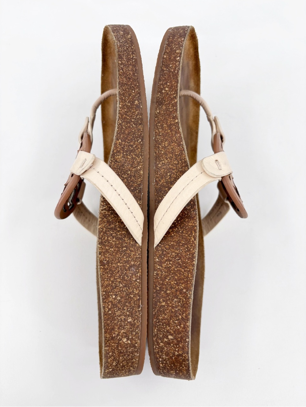 TORY BURCH Miller Cloud Leather Cork Sandals in Cream Caramel US 8.5 - Picture 9 of 13